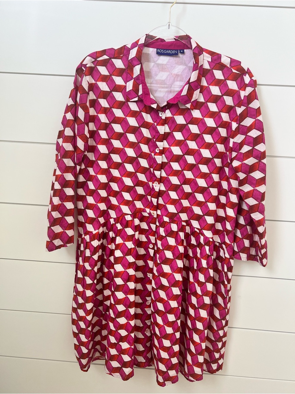 Ros Garden Geometric Button-Front Dress